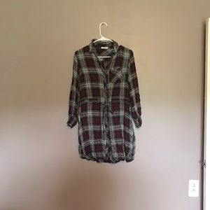 Dress/shirt with waist draw string-button up.